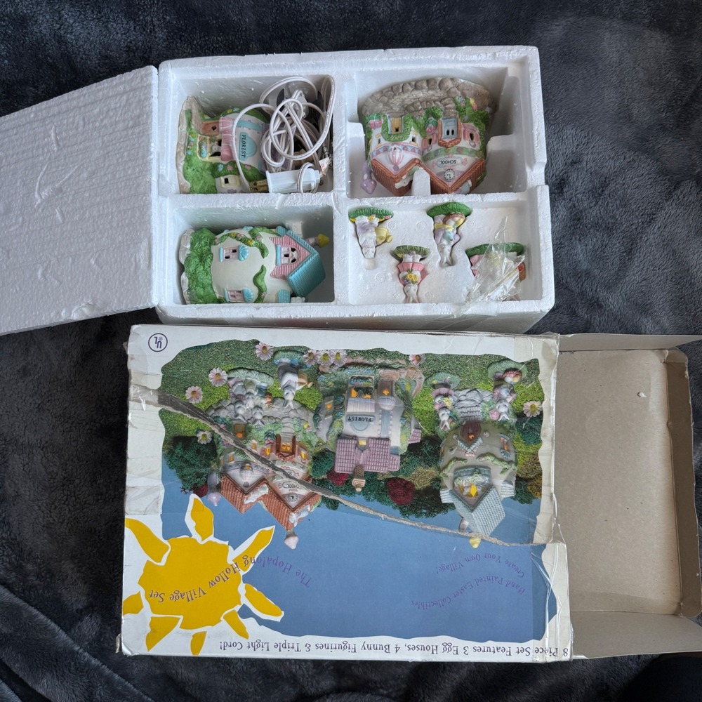 1994 Seasonal Specialties Hopalong Hollow 8 Pc Village Set Tested Works Box - Picture 2 of 8
